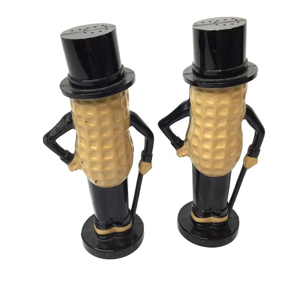 VTG MR PEANUT Planters Salt & Pepper Shakers Plastic Top Hat Mascot Retro 4" USA - Picture 2 of 5